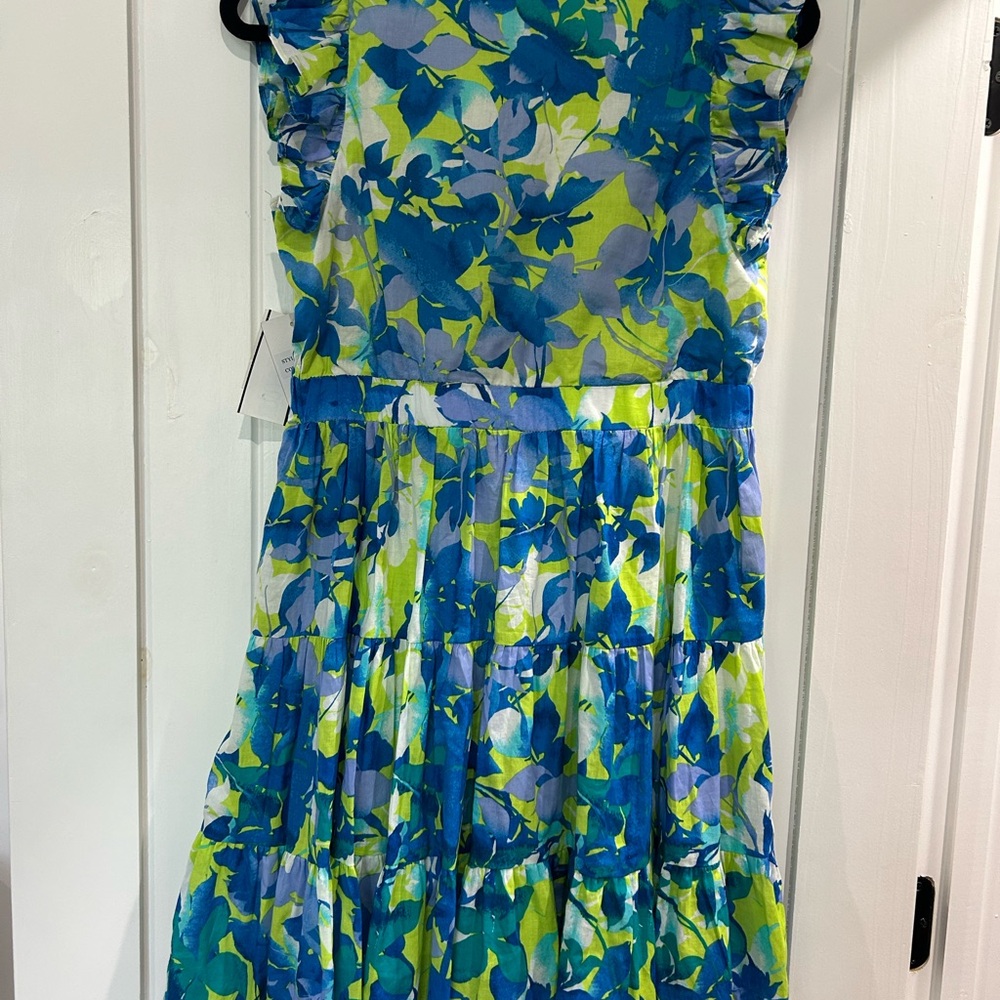 Taylor Floral Mini Dress in Blue and Green - Picture 5 of 5